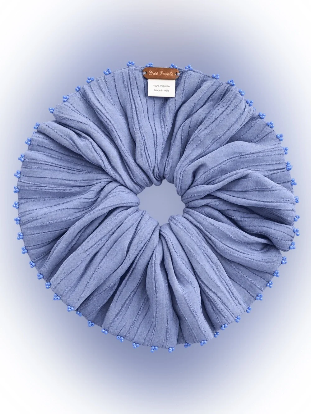 Free People Blue Textured Beaded Oversized Scrunchie Hair Accessory